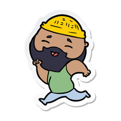sticker of a cartoon happy bearded man