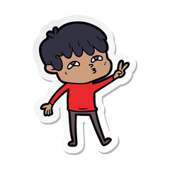 sticker of a cartoon curious man