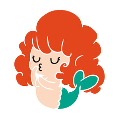 cartoon of cute kawaii mermaid girl