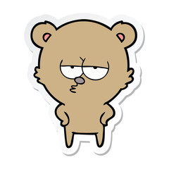 sticker of a bored bear cartoon
