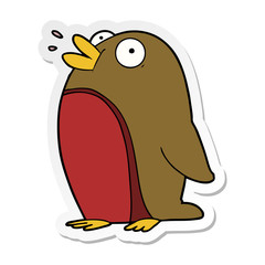 distressed sticker of a Cartoon Robin
