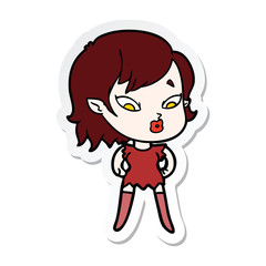 Obraz premium sticker of a cute cartoon vampire girl