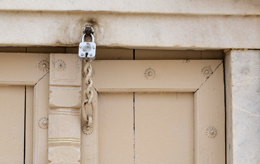 old wood door white color in palace