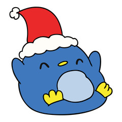 christmas cartoon of kawaii penguin