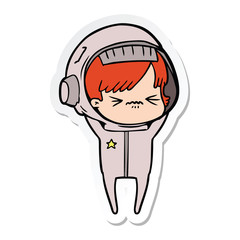 sticker of a angry cartoon space girl