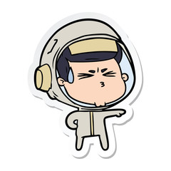sticker of a cartoon stressed astronaut