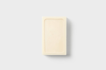 Soap bar on the white background with clipping path top view .High resolution photo.