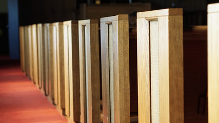 Wood church pews