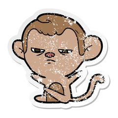 distressed sticker of a cartoon monkey