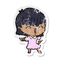 distressed sticker of a cartoon woman