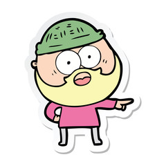 sticker of a cartoon bearded man pointing