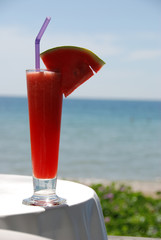 Watermelon juice on a tropical island.