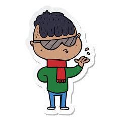 sticker of a cartoon boy wearing sunglasses
