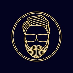 Man beard monoline vector illustration