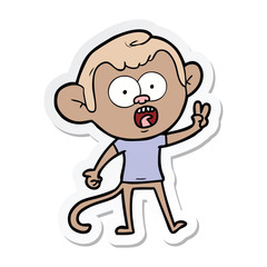 sticker of a cartoon shocked monkey