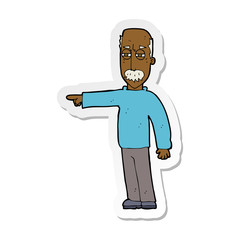 sticker of a cartoon old man gesturing Get Out