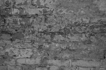 Papier Peint photo autocollant Vieux mur texturé sale Texture of black and white brick with scratches and cracks