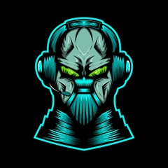 monster streaming headphone vector illustration amazing design for your company or brand