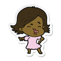 sticker of a cartoon girl pulling face