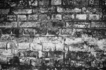 Texture of black and white brick with scratches and cracks
