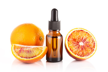 Blood Orange essential oil isolated on white background
