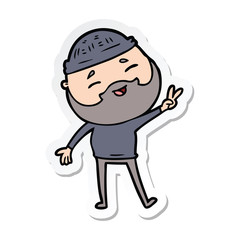 sticker of a cartoon happy bearded man
