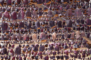 Dried vegetables in the line at farm