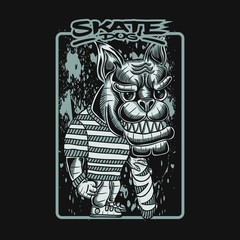 skate dog vector illustration