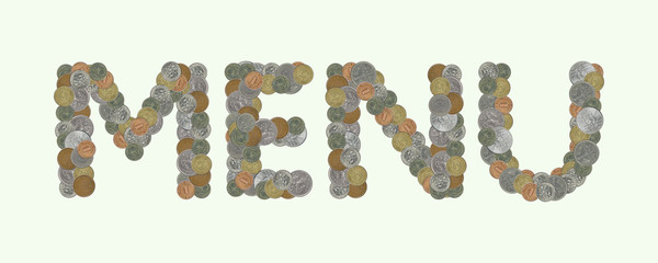 MENU – Coins on green background