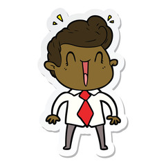 sticker of a cartoon excited man