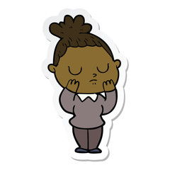 sticker of a cartoon calm woman