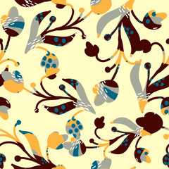 flowers with light gray and brown textures on a light brown background