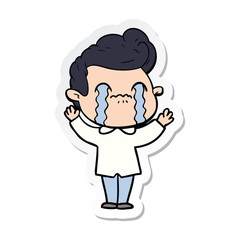 Obraz premium sticker of a cartoon man crying