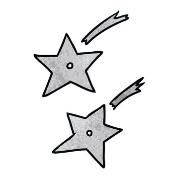 textured cartoon doodle of ninja throwing stars