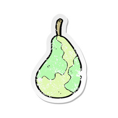 retro distressed sticker of a cartoon pear