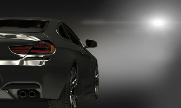 Modern cars on dark background 3d render