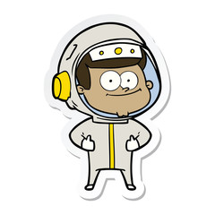 sticker of a happy astronaut cartoon