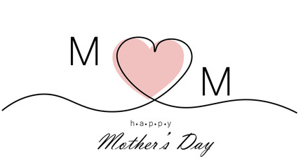 Mothers day background with heart, vector illustration.