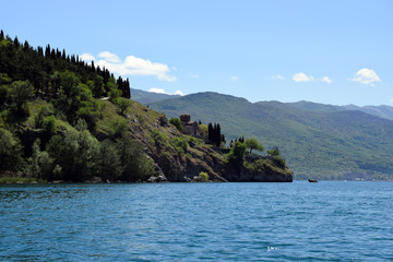 Obraz na płótnie Canvas Church of St. John at Kaneo near Ohrid lake. Ohrid, Macedonia.