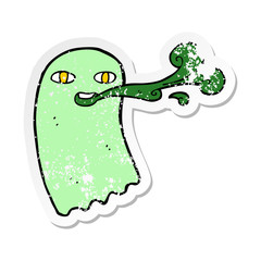 Obraz premium retro distressed sticker of a funny cartoon ghost