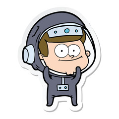 sticker of a happy astronaut cartoon