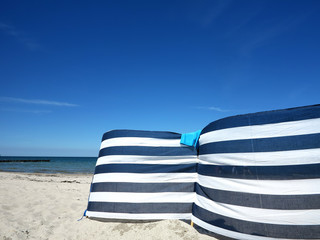 Windbreak on the beach of the Baltic Sea in Germany