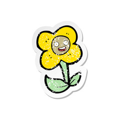 retro distressed sticker of a cartoon flower