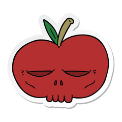 sticker of a cartoon spooky skull apple