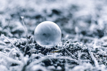 gefrorene Seifenblase im Schnee
