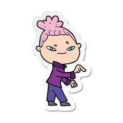 sticker of a cartoon woman