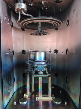 Inside vacuum chamber of magnetron sputtering system