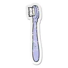 distressed sticker of a cartoon toothbrush