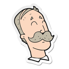 sticker of a cartoon ageing man with mustache