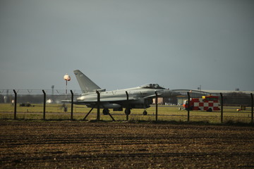  typhoon fighter jet on the runway  British military aerodrome
